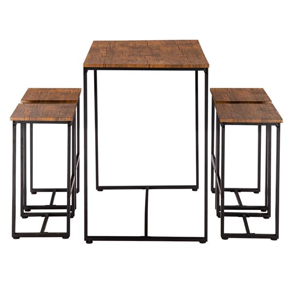 Simple Eucalyptus Pattern 87cm High Bar Table And Chair Set Of 5 [100 x 60 x 87cm]