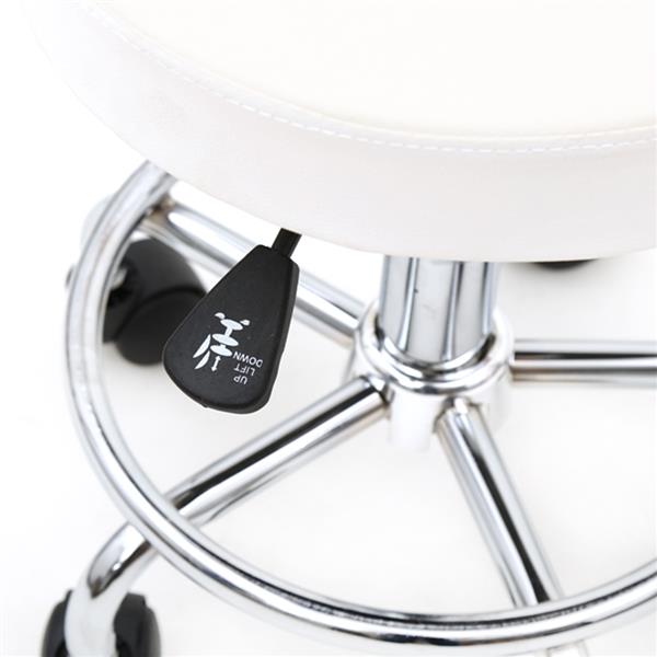Round Shape Adjustable Salon Stool with Back White