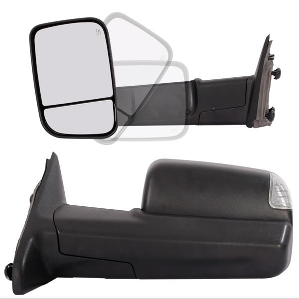 1 Pair YH3344PA-E-B-H Power Heated Glass Courtesy Lamp Turn Signal Light Towing Mirrors for 2009-201