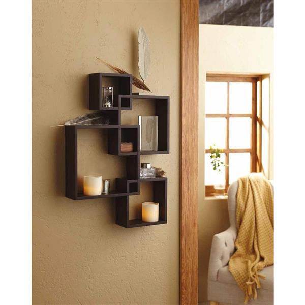 Intersecting Squares Floating Shelf Wall Mounted Home Decor Furniture Black