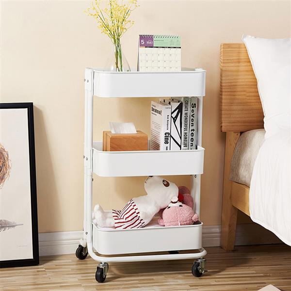 3-Tier Home Kitchen Storage Utility cart-White