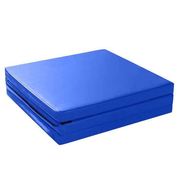 6'x2'x2" Tri-fold Gymnastics Yoga Mat with Hand Buckle Blue