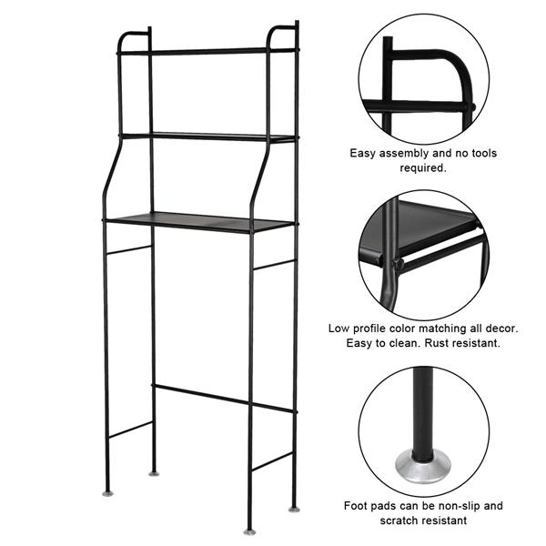 3-Tier The Toilet Bathroom Rack Black