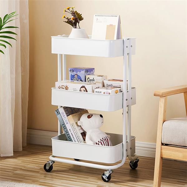 3-Tier Home Kitchen Storage Utility cart-White