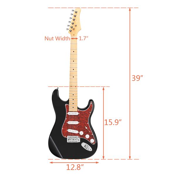 ST3 Stylish Pearl-shaped Pickguard Electric Guitar Black & Red