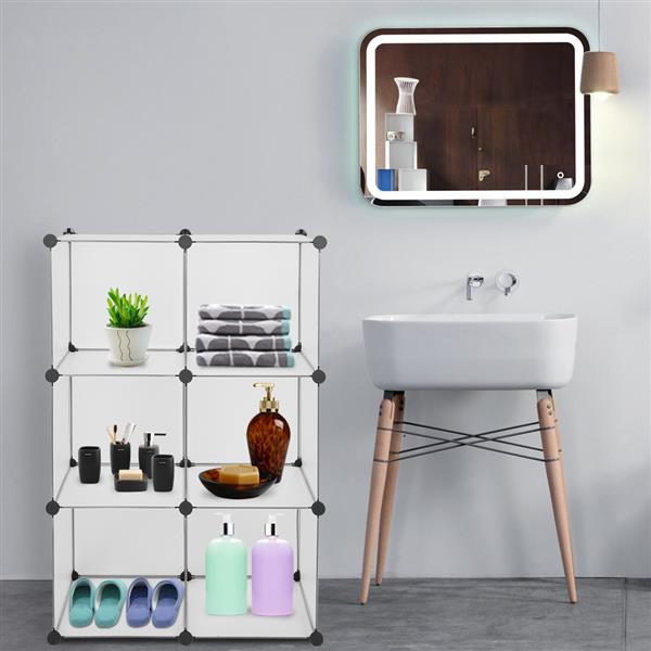 Cube Storage Organizer, 6 Cubes Shoe Rack, DIY Plastic Modular Closet Cabinet Storage Organizer White Color