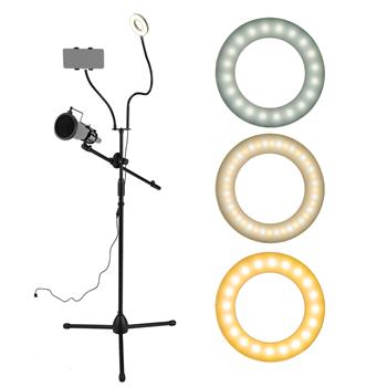 3.5\\" Selfie Ring Light with Tripod Stand & Cell Phone Holder & Mic stand & Pop Filter for Live Stream / Makeup Compatible with iPhone and Android Smartphone