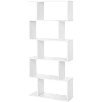5 Shelf Bookcase, Modern S-Shaped Z-Shelf Style Bookshelf, Multifunctional Wooden Storage Display Stand Shelf for Living Room, Home Office, Bedroom, Bookcase Storage Shelf