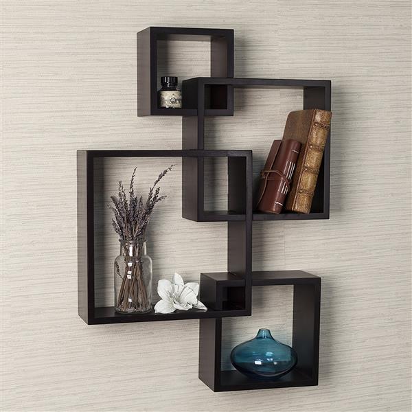 Intersecting Squares Floating Shelf Wall Mounted Home Decor Furniture Black