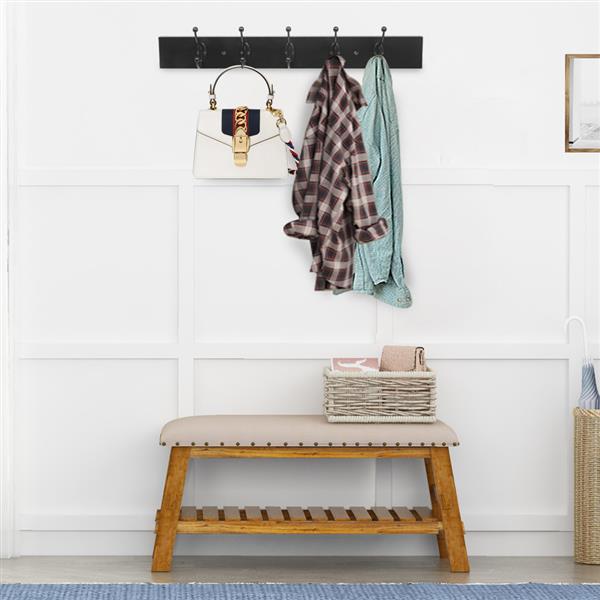 Wall-Mounted Farmhouse Coat Rack, 5 Standard Hooks,Black