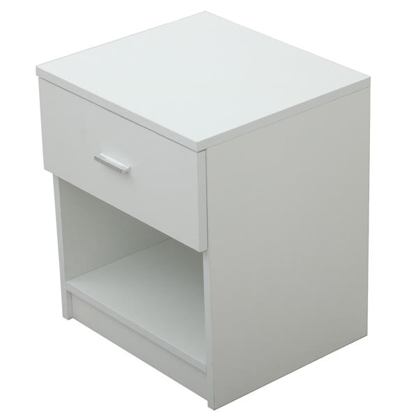 1 Drawer Metal Handle Bedside Cabinet Night Table White