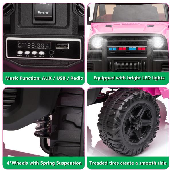 LEADZM LZ-922 Electric Car Dual Drive 35W*2 Battery 12V4.5AH*1 with 2.4G Remote Control Pink