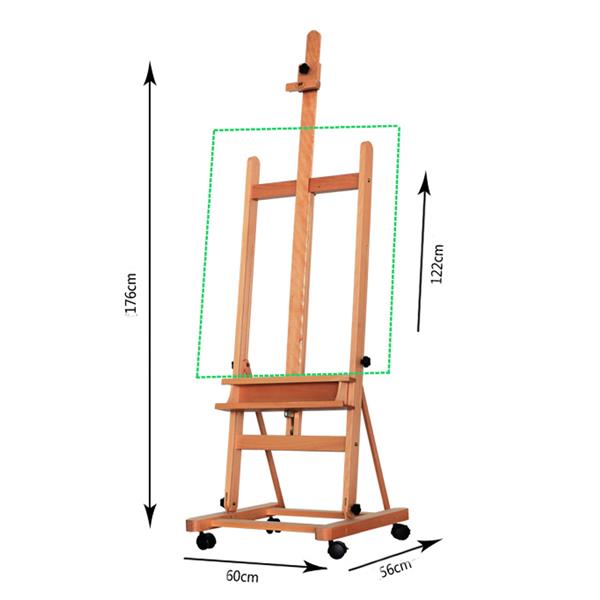 DHJ-02 360-Degree Spinner Wheel Red Beech Wood Rolling Easel Wood Color