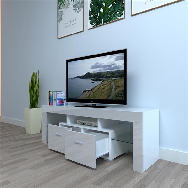 Household Decoration LED TV Cabinet with Two Drawers White