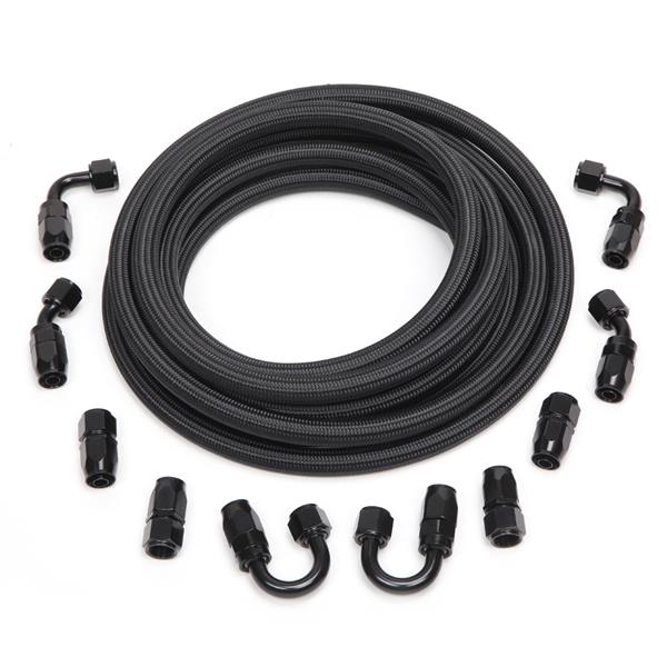 10AN 20-Foot Universal Black Fuel Pipe   10 Black Connectors