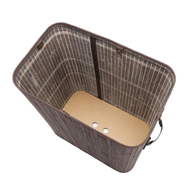 Double-lattice Bamboo Folding Basket Body with Cover  Dark Brown
