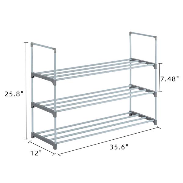 3 Tiers Shoe Rack Shoe Tower Shelf Storage Organizer For Bedroom, Entryway, Hallway, and Closet Gray Color