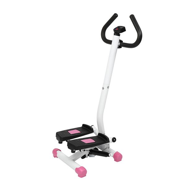 Stair Step Machine Stepper Adjustable Resistance with Handlebar & LCD Monitor for Home Gym Red