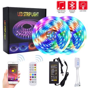 30-36W 12V 300 LEDs, Bluetooth Connection, With 24-Key Remote Control, LED Auto-Sensing Strip Lights, 5050 LEDs, 10 Meters, Double Disc, Epoxy Waterproof Version