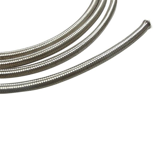 6AN 5ft Universal Stainless Steel Nylon Braided Fuel Hose Silver