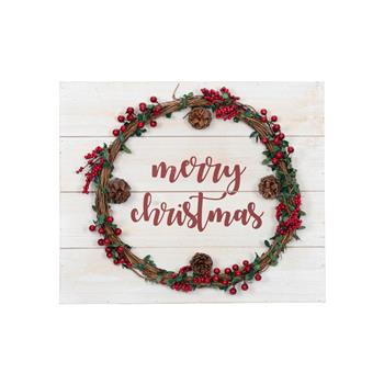 Artisasset a Wooden Wall Hanging With Merry Christmas Garland