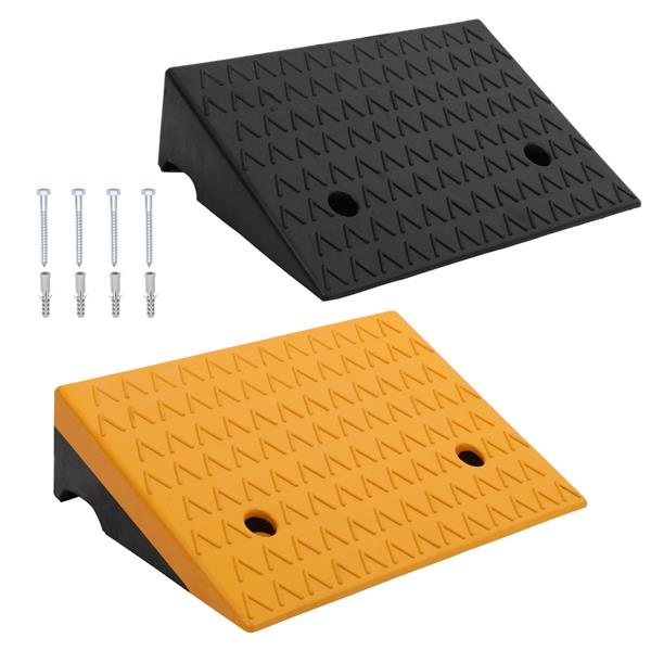 2PCS Rubber Car Curb Ramps, 5" Rise Portable Lightweight Threshold Ramp Set Heavy Duty Loading Ramp Slope Motorcycle Pad for Driveway, Sidewalk, Loading Dock