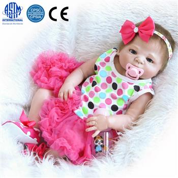 23\\" Beautiful Full Simulation Silicone Baby Girl Reborn Baby Doll in Dress