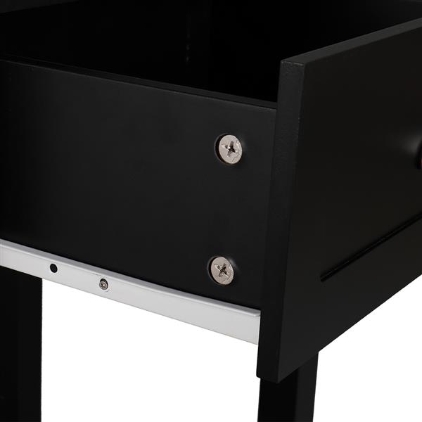 1-Drawer Nightstand End Table Black