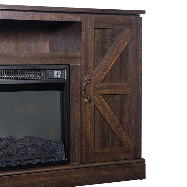 SF103-18G HA115-47 47 Inch Log Brown Fireplace TV Cabinet 1400W Single Color/Fake Firewood/Heating Wire/With Small Remote Control, Movement Black