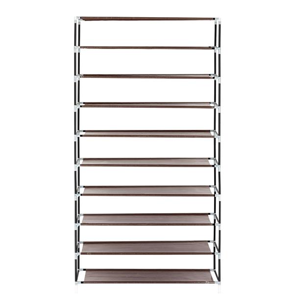 10 Tiers Shoe Rack with Dustproof Cover Closet Shoe Storage Cabinet Organizer Mocha 