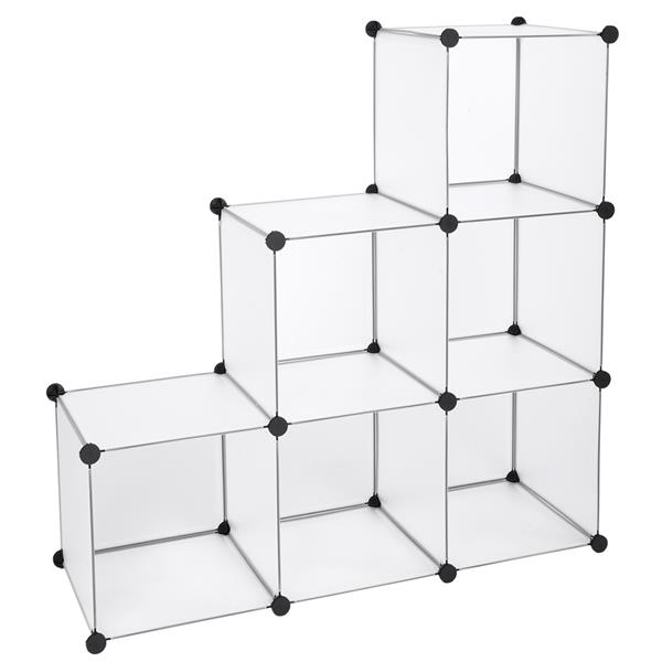 Cube Storage Organizer, 6 Cubes Shoe Rack, DIY Plastic Modular Closet Cabinet Storage Organizer White Color