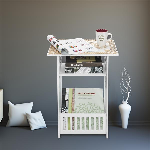 Wood Plastic Board 3-storey Locker Bedside Cabinet Tea Table Coffee Table White