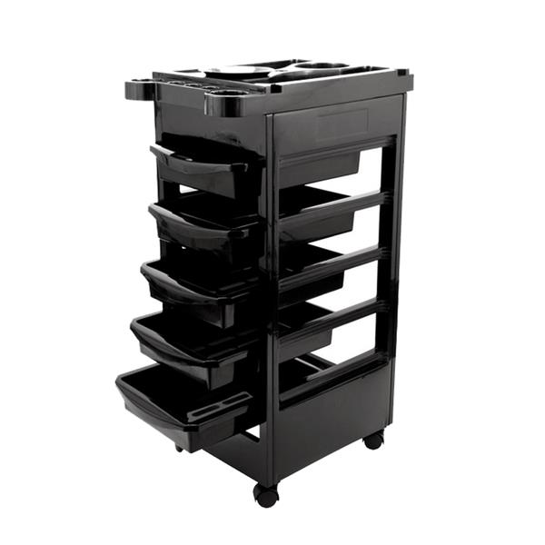 5 Tiers Removable Portable Plastic Hairdresser Beauty Storage Trolley Black