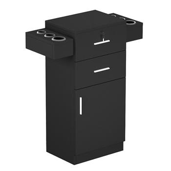 Barbershop Salon Locker / Hair Dryer Rack Drawer with Lock Black