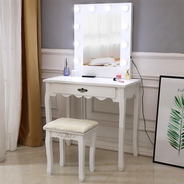 Generous Mirror Single Pumping Foot With Bulb Cold Light Dressing Table white