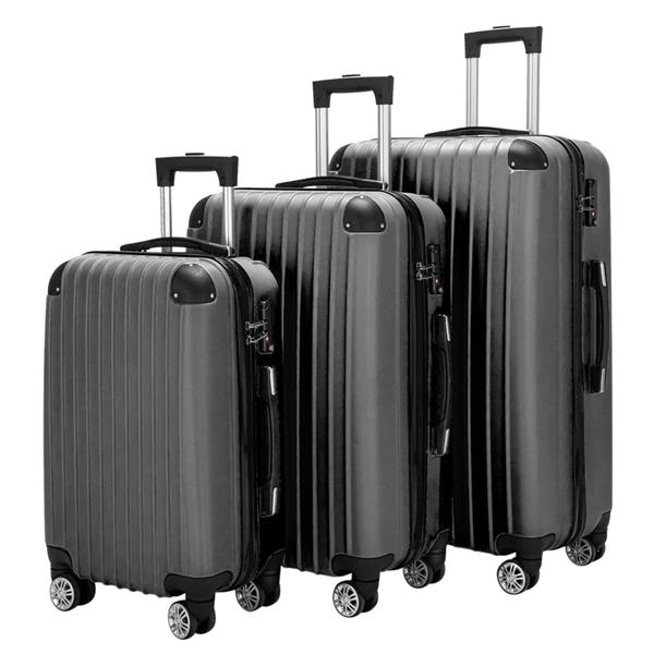 Luggage 3 Piece Set Suitcase Spinner Hardshell Lightweight TSA Lock Dark Gray