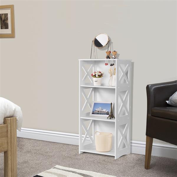 Wood-plastic Board Three Tiers Triangle Storage Rack White