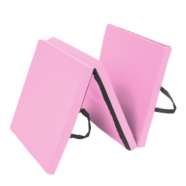 6'x2'x2" Tri-fold Gymnastics Yoga Mat with Hand Buckle Pink