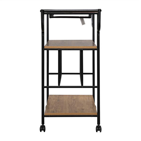 Industrial Wine Rack Cart Kitchen Rolling Storage Bar Wood Table Serving Trolley