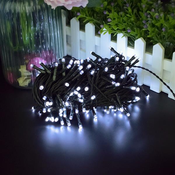 200-LED White Light Outdoor Waterproof Christmas Decoration Solar Power String Light