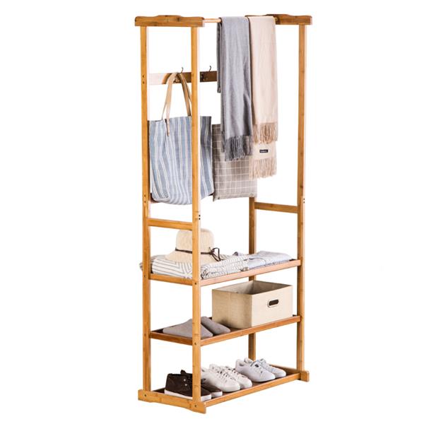 [80*40*178] cm Three-Layer Coat Rack (Flat) Wood Color