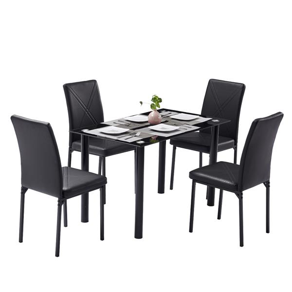 120*70*75CM DA154 Simple Round Tube Table Leg Table Black