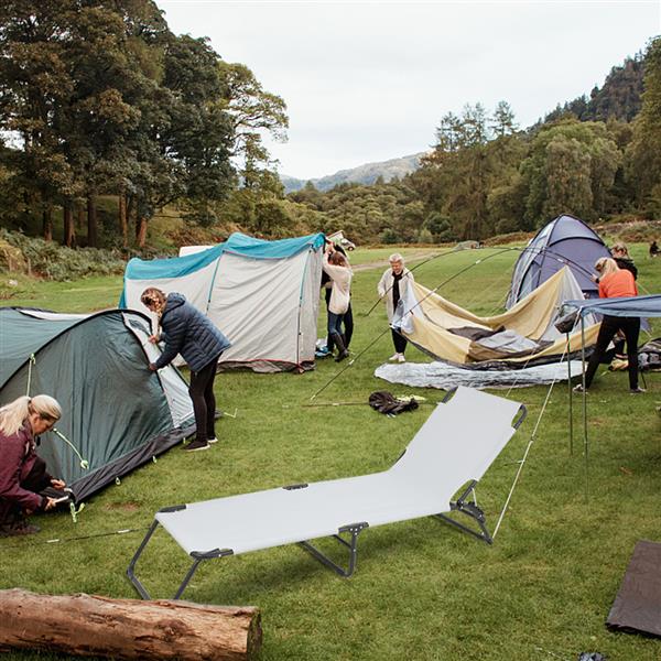 Outdoor Folding Three-Fold Camping Bed Gray