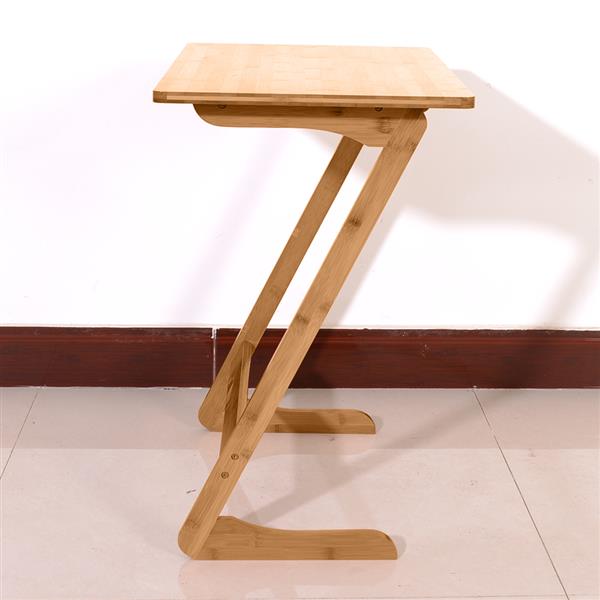 60x40x65cm Z-shaped Bamboo Sofa Side Table Sandal Wood Color