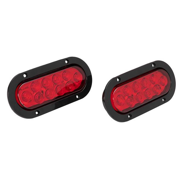 1-Pair Red oval 10 LED surface mount Stop/Turn/Tail lights