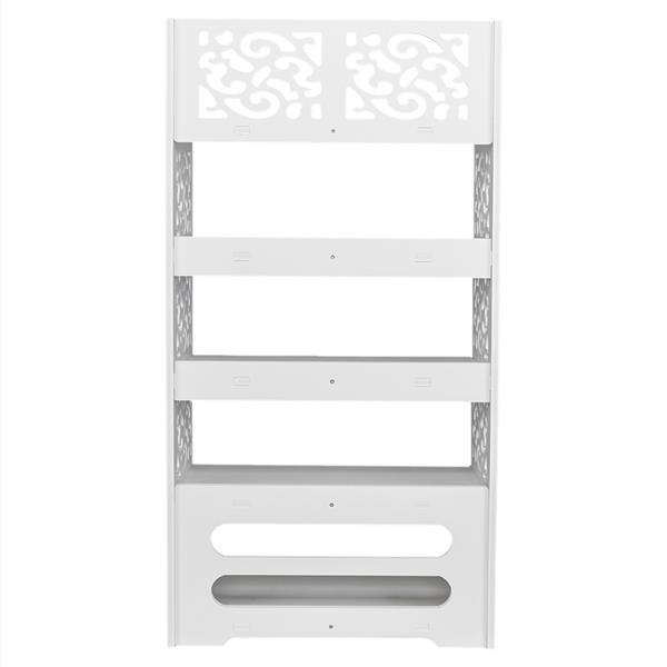 Wood-plastic Board Five Tiers Carved Shoe Rack White A