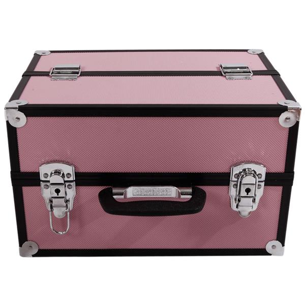 SM-2083 Aluminum Alloy Makeup Train Case Jewelry Box Organizer Pink