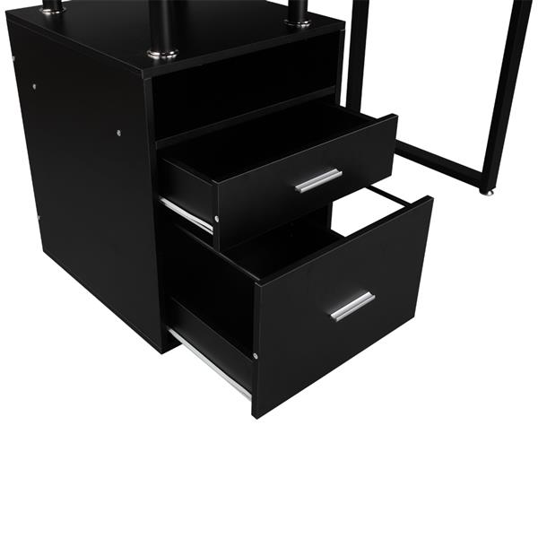 Pipe Rack Two Drawers Computer Desk Black