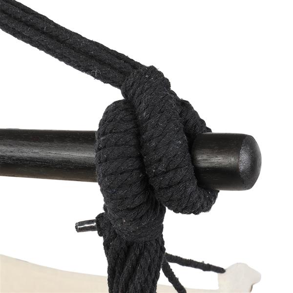 1.5*1.2m Tassel Plus Pillow Hanging Chair Beige Fabric Black Rope