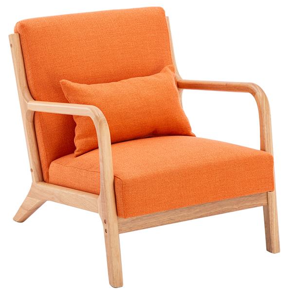 Fabric Oak Sofa Orange (66 x 68 x 75cm)